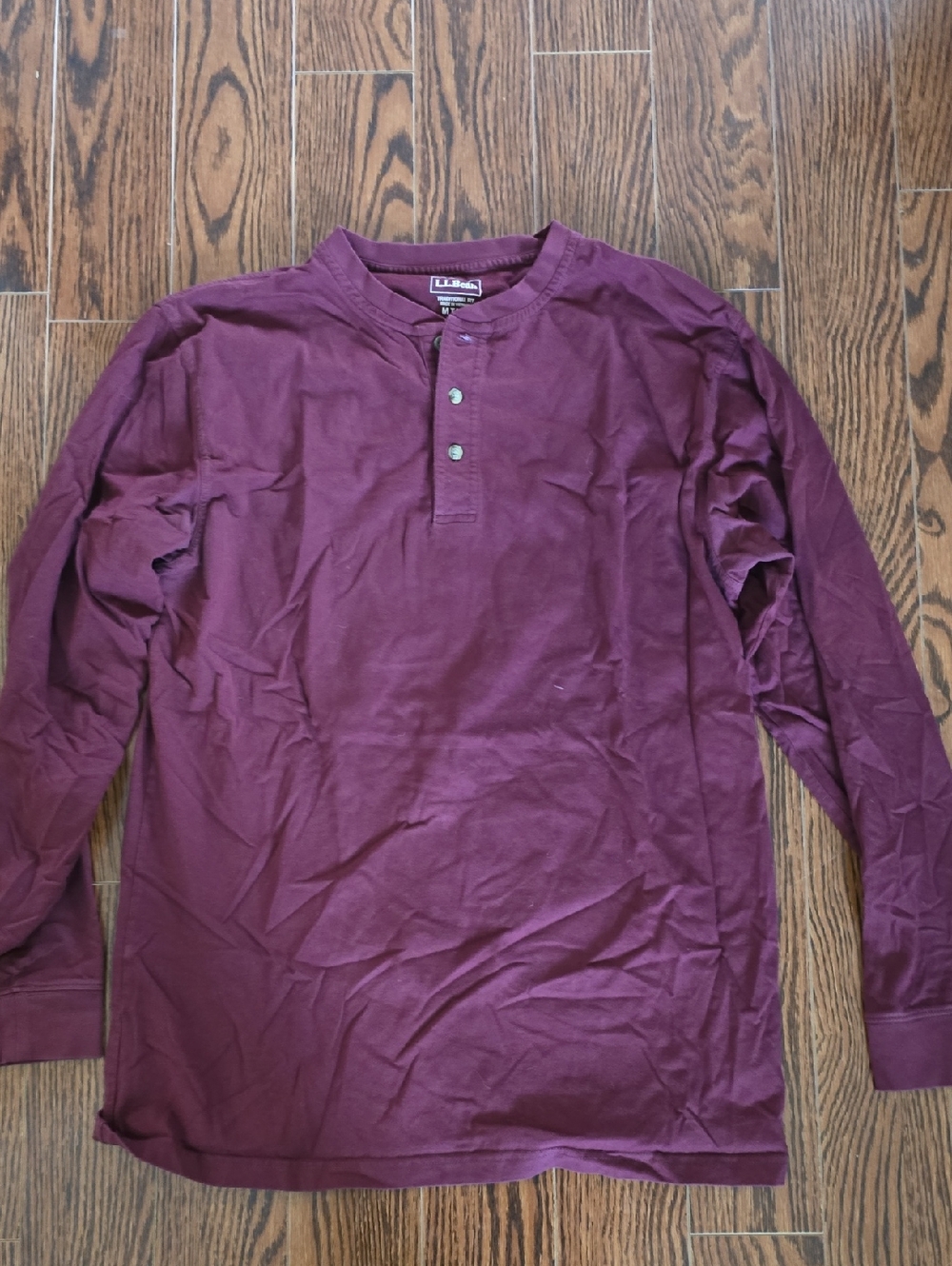 L.L. Bean Men's Long-Sleeve Henley Shirt - Burgundy
